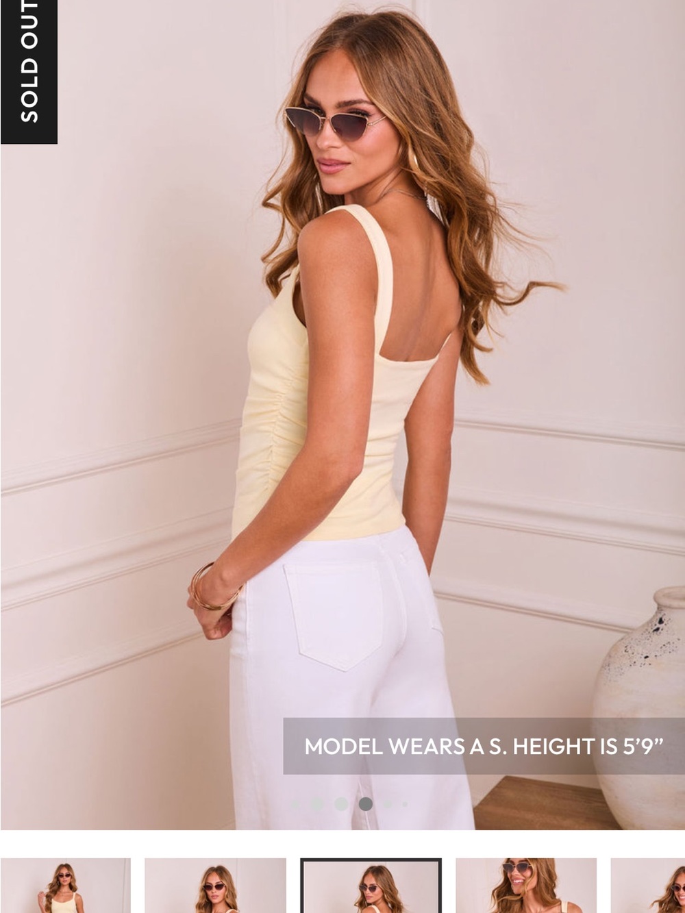 Vici Pale Yellow Sleeveless Square Neck Tank